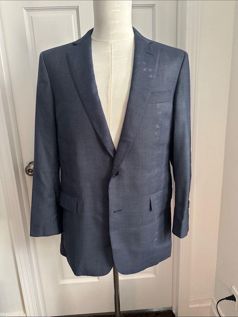 Brooks Brothers 1818 Regent Suit | SaxXon Wool Blue Textured 2-Piece | 40R / W34